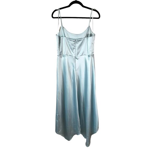 XSCAPE Women's Satin Midi Dress Asymmetrical Hem Light Blue Plus Size 14 Fairy - Picture 2 of 10
